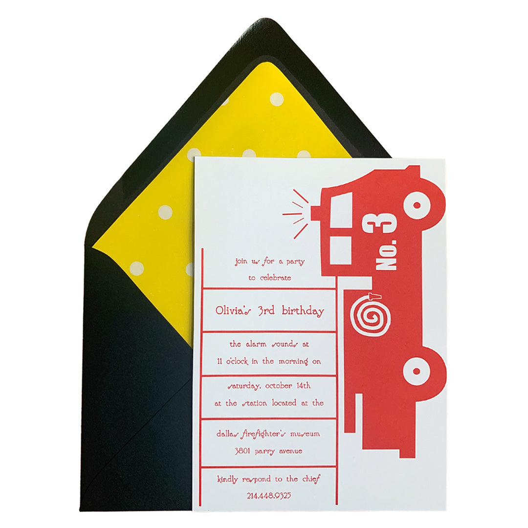 Fire Truck Invitation Digital, Yozo Studio